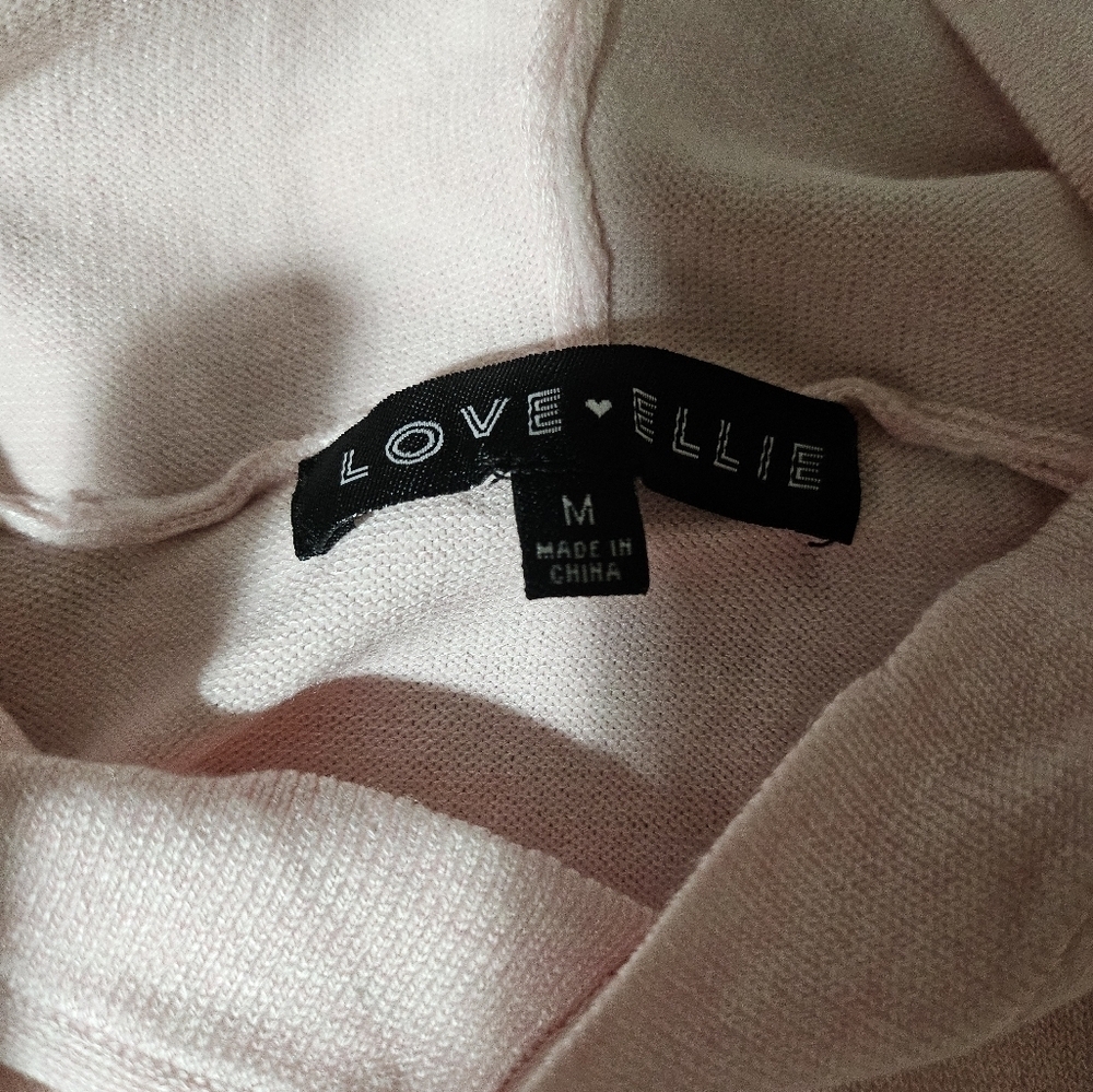 NEW Love Ellie Colorblock Hooded Knit Sweater Medium Pink Gray White - Picture 5 of 8